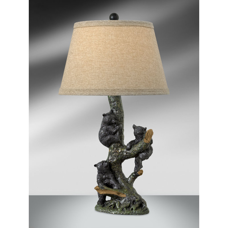 Grigio 31" Natural Tree and Black Bear Resin Table Lamp