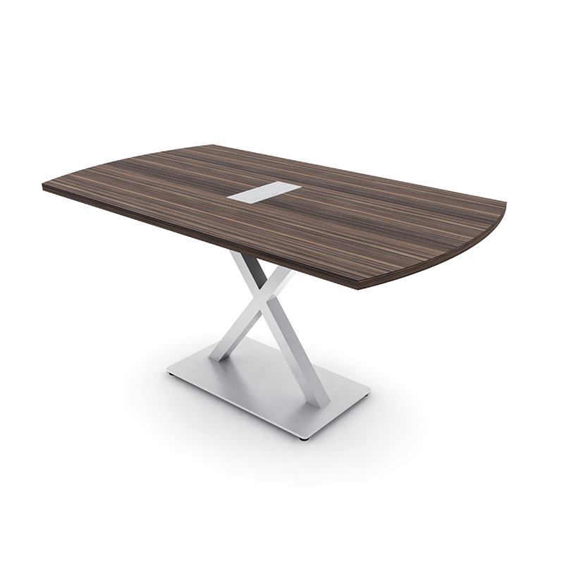 Table de conférence Pavert Arc Unité électrique, Argent, H 30 po x l 60 po x P 36 po, Eucalyptus naturel