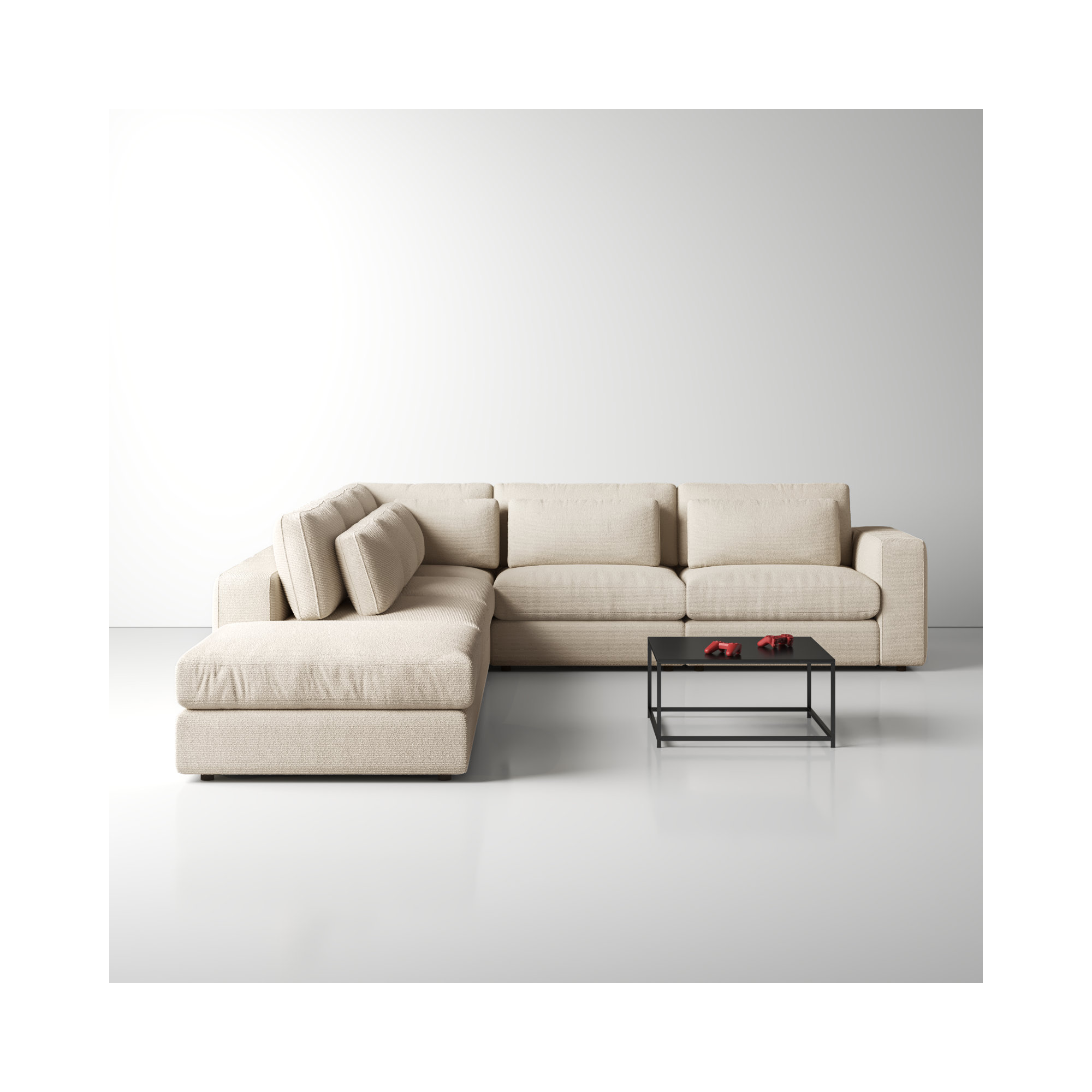 Palla Modular Upholstered L-Sectional, Left Hand Facing, Clairmont Sand Polypropylene / Olefin
