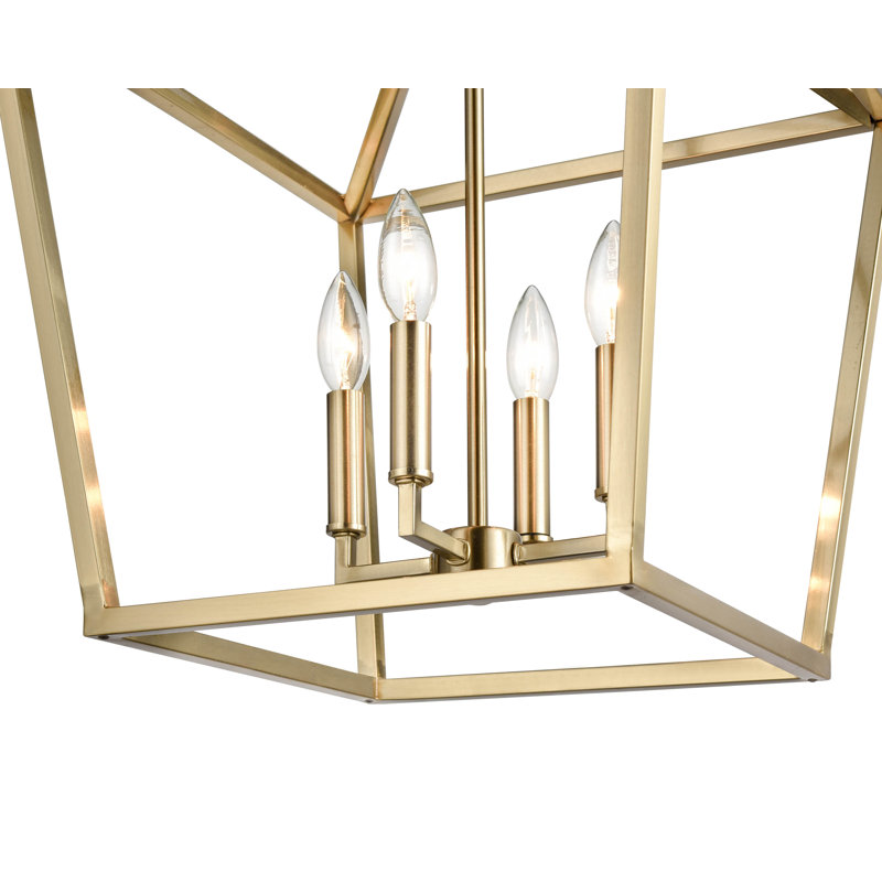 Lustre géométrique à 4 lumières Poisson, H 24 po x l 16 po x P 16 po, Doré