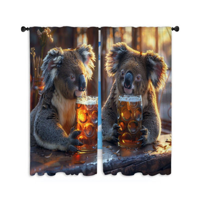 Koalas Wildlife Cheerful Room Darkening Curtain Pair