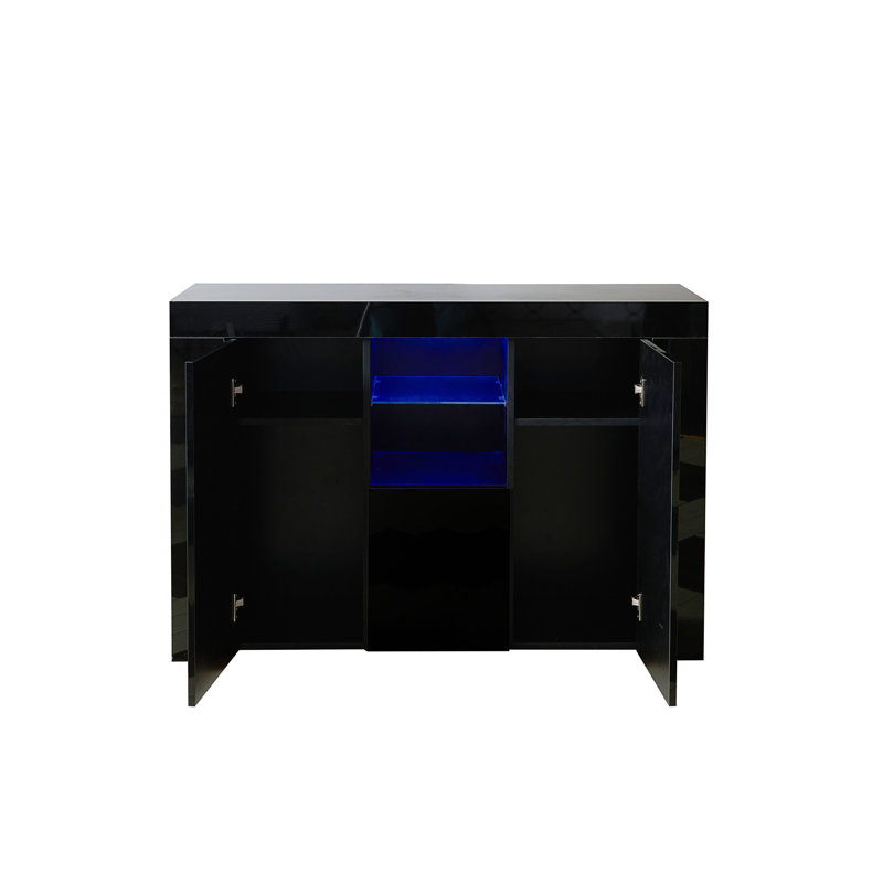 Armoire de rangement avec lumière DEL 45,67 po Kerie, Noir