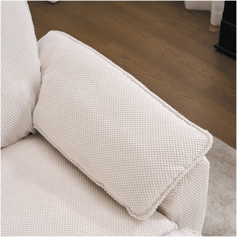 Canapé en L 70,87 po à deux tons en forme de L noir et blanc, canapé modulaire avec repose-pieds, assise profonde en chenille 2 places et coussin - parfait pour le salon, la chambre à coucher, un appartement