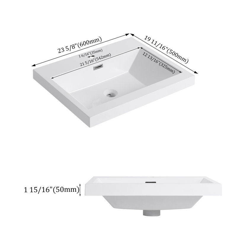 Lavabo de salle de bain 24 "en résine