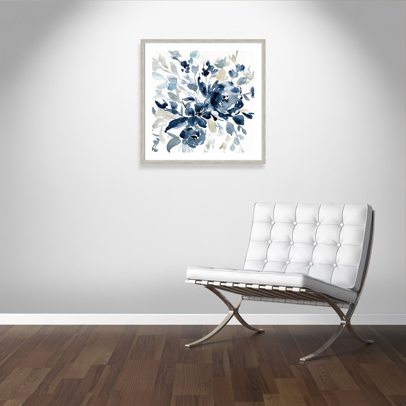 Damell «Indigo Garden I», reproduction de peinture à l'aquarelle encadrée