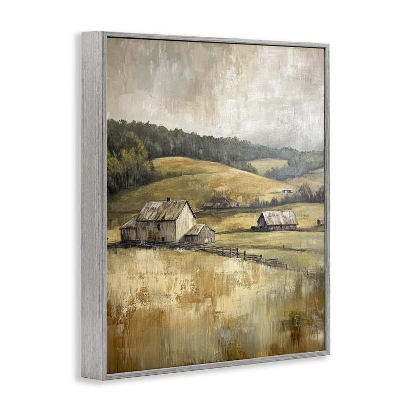 Rustic Farmland & Rolling Hills, giclée encadrée, design par Petal Prints Design, Estampe numérique Farmhouse