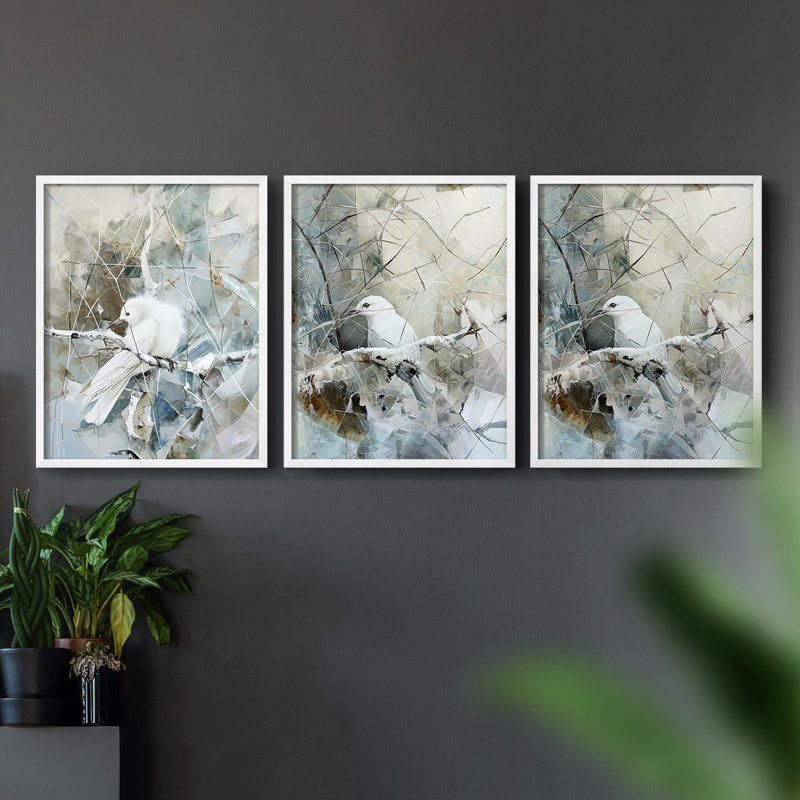 Aviary Study  Series  IX  -Set Of 3 Framed Giclee Prints -Ready to Hang