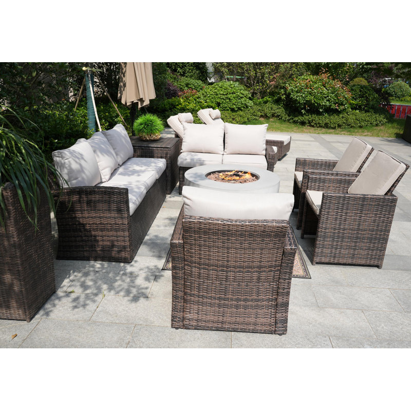 - Person Patio Conversation Set with Cushions, Brown