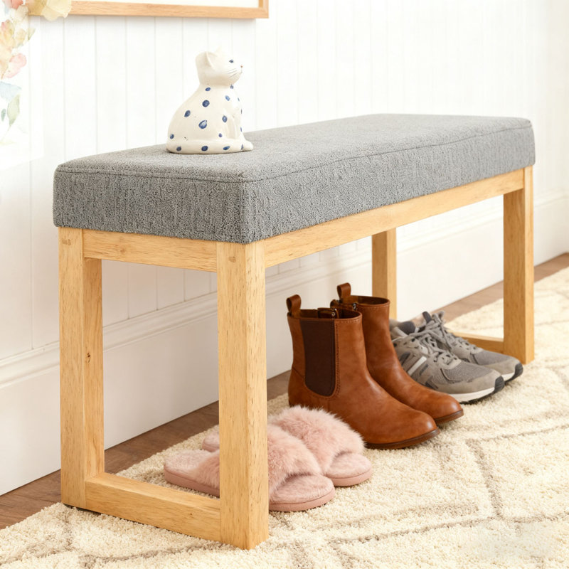 Upholstered Shoe-changing Bench, Dark Gray