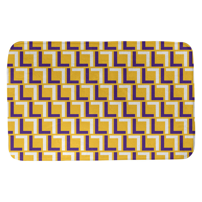 Tapis pour salle de bain Baltimore, l 17 po x L 24 po, Or / mauve / blanc