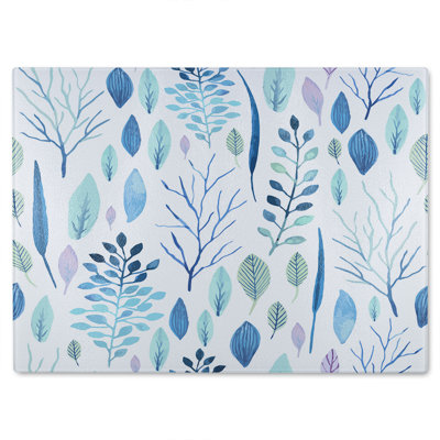 Winter Branches & Leaves Glass Chopping Board