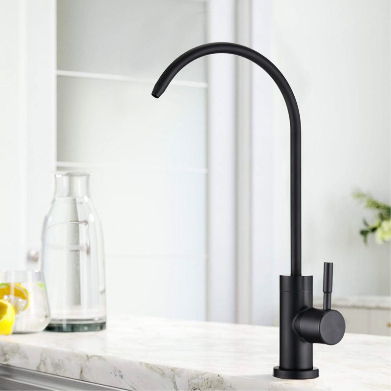 Robinet de cuisine pour eau potable - Acier inoxydable, pivotant sur 360 °, sans rouille, fuite, robinet de teinte noir mat pour fabrication en acier, éclaboussures, aspect, contamination secondaire
