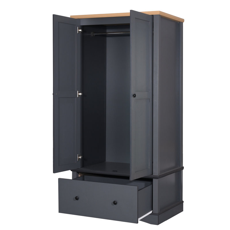 Fordwich 2 Door Manufactured Wood Wardrobe, Dark Grey