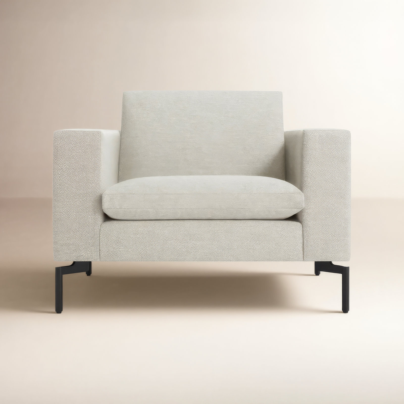 New Standard Upholstered Armchair, Black, Maharam Mode in Clavicle Polyester Blend