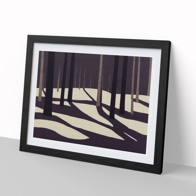XH1022-10179X Winter Forest At Dusk - Single Picture Frame Painting, Black, 46cm H x 64cm W x 2cm D