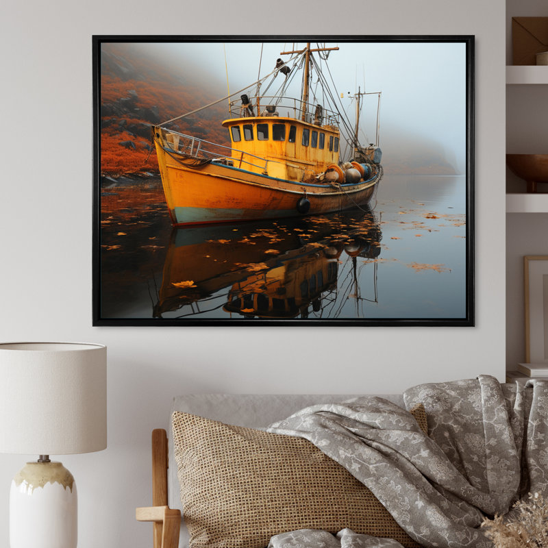 Canada Misty Harbor - impression, Cadre flottant noir, H 12 po x l 20 po x P 1 po