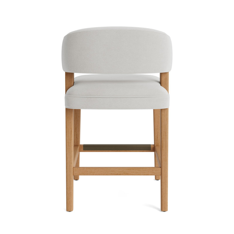 Keane Bar Stool, Performance Velvet - Silver, Natural, Counter Stool (25” Seat Height)