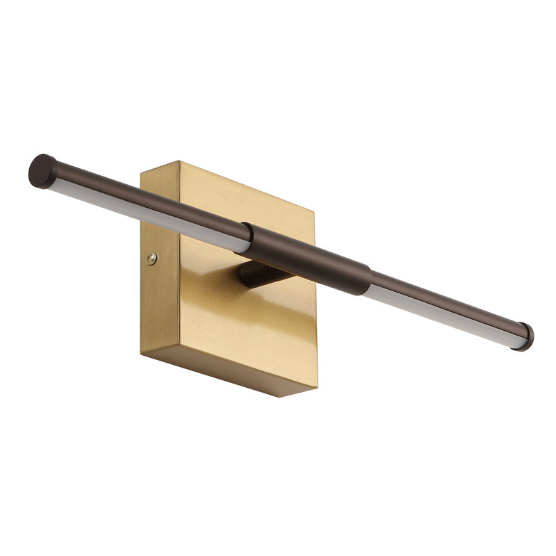 Applique murale articulée à intensité variable à 1 lumière Gallatin, 4.25" H x 16.25" W x 3" D, Bronze huilé / laiton doré