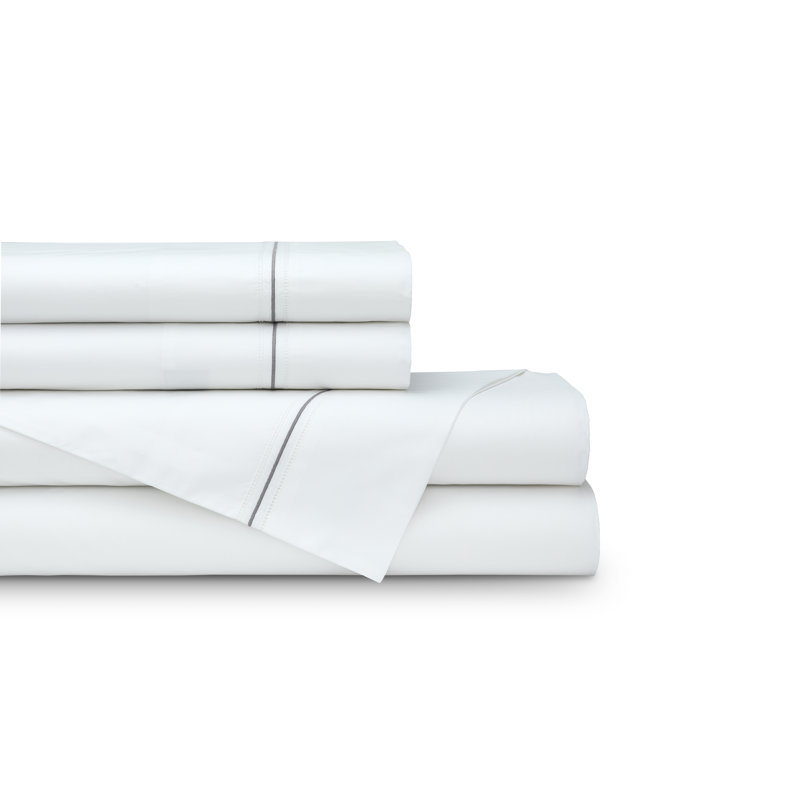 Bella Percale Sheet Set, King Sheet Set + 2 Pillowcases, Silver/White
