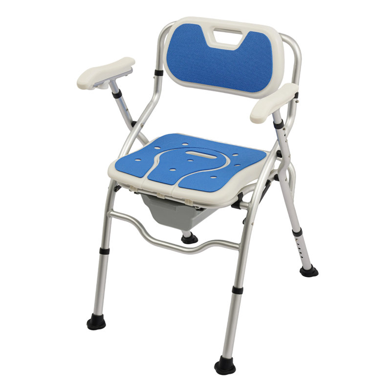 Chaise de douche réglable en hauteur pour personnes âgées, chaise de chevet avec accoudoirs et dossier, siège de douche avec accoudoirs