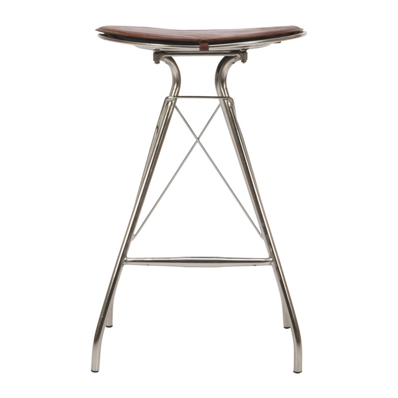 Tabouret de bar 30 po, siège rond en cuir véritable