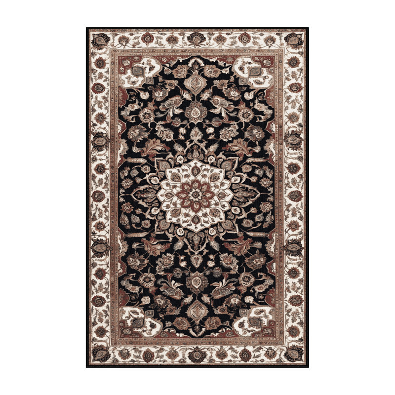 Machine Washable Persian Brown Area Rug, Runner 2' x 4'