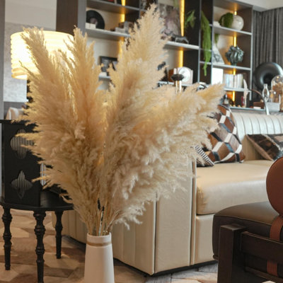 40" inch 10 Stems Natural Pampas Grass Decor Tall, pompas Grass, Tall Pampas Grass for Wedding, Party, Farmhouse, Boho Home Decor