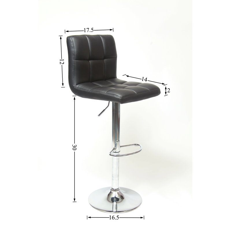 Tabouret de bar pivotant réglable en similicuir, ensemble de 2, Noir