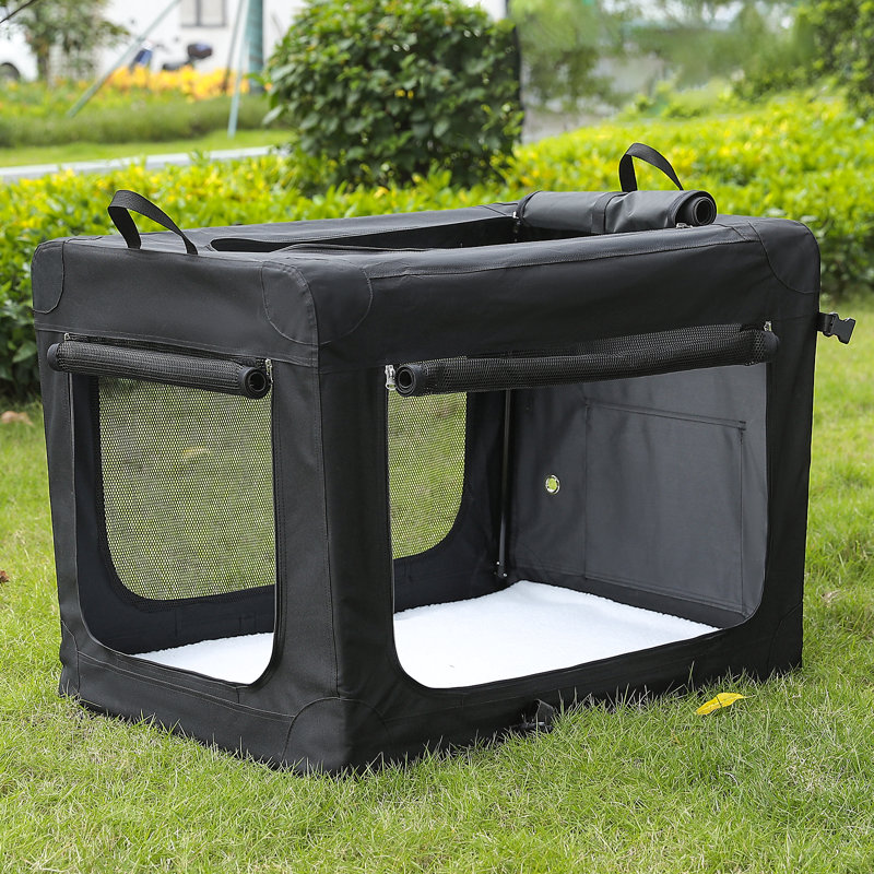 Cage pour chien pliable à 4 portes pour animaux de compagnie petits / moyens - capacité de 35 lb, Noir, noir, noir, noir