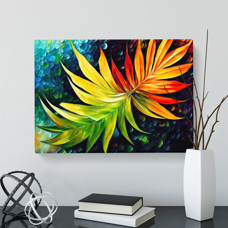 Fern Leaf Colours - Wrapped Canvas Painting, 40cm H x 60cm W x 3cm D