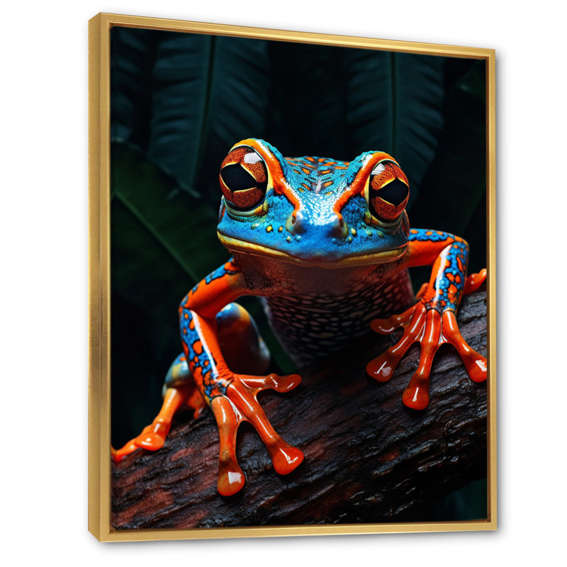 " Portrait Of Pinstriped Tree Frog Wildlife I ", 44" H x 34" W x 1.5" D, Gold Floater Framed