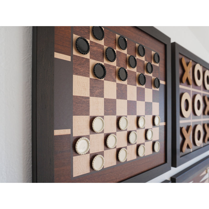 Magnetic Wall Decor Game Set Of 4 Dark Wood