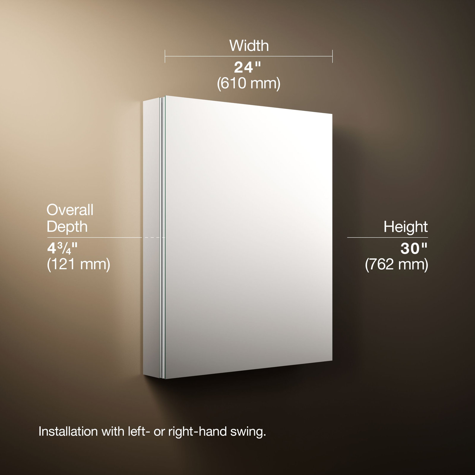 Verdera Recessed Medicine Cabinet, 30" H x 24" W x 4.75" D