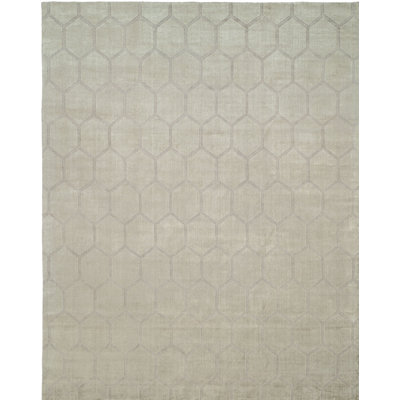 Hand Loomed Geometric Area Rug in Beige