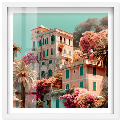 «Under the Clear Sky Shadowbox», art italien rétro par Notoriart, cadre blanc, 30 x 30