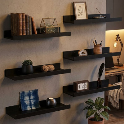 6 Piece Wood Floating Shelf
