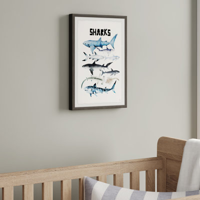Sharks by Marmont Hill - Single Picture Frame Painting