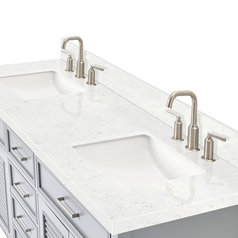 Kensington 73'' W Vanity, Gray, 72", Carrara White Quartz