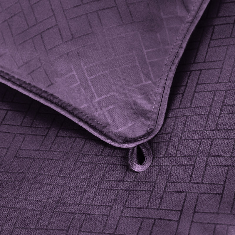 Superior Basketweave Striped Microfiber All-Season Reversible Down Alternative Comforter , Plum, King Comforter