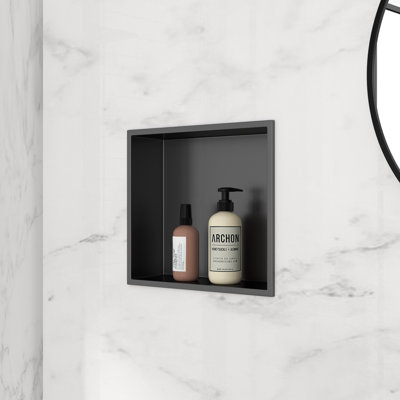 17'' W x 15'' H Bathroom Shower Niche, Stainless Steel Rectangular Wall Niche, Gunmetal Black