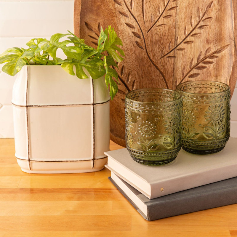 Vase plat (F23), H 8 po x l 8,26 po x P 8 po