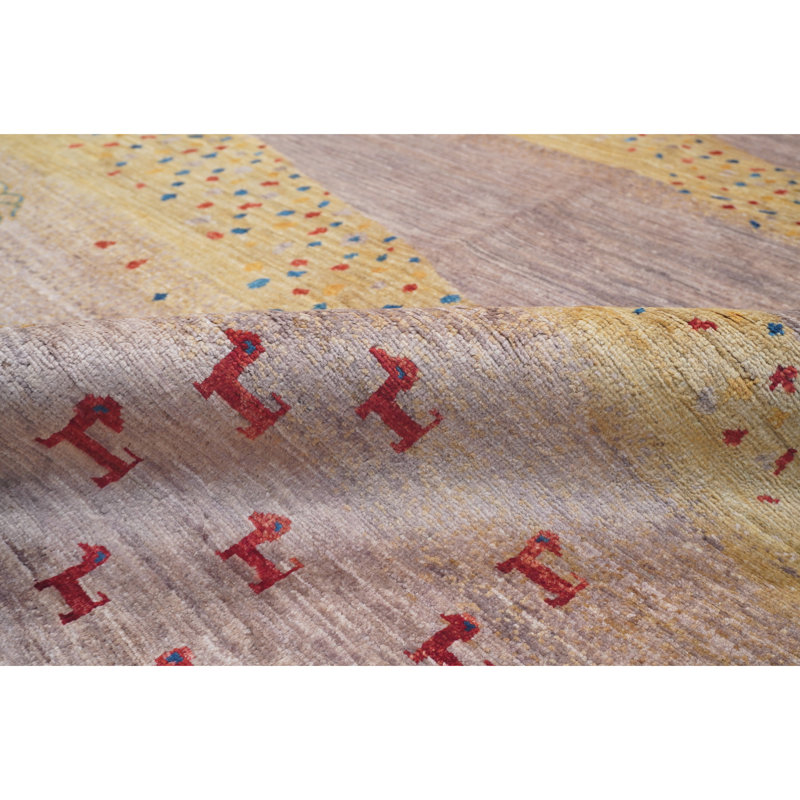Tapis beige et multicolore de haute qualité noué à la main