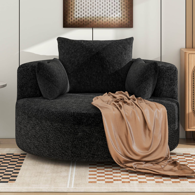 Fauteuil d'appoint pivotant avec 3 coussins amovibles