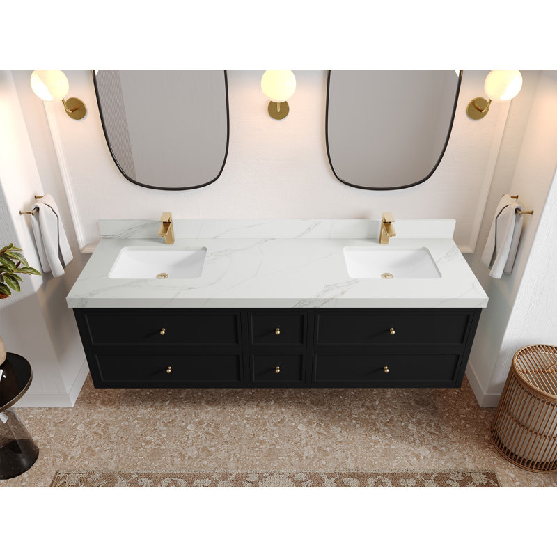 Meuble-lavabo double 72 po Roswell, Sienne Calacatta