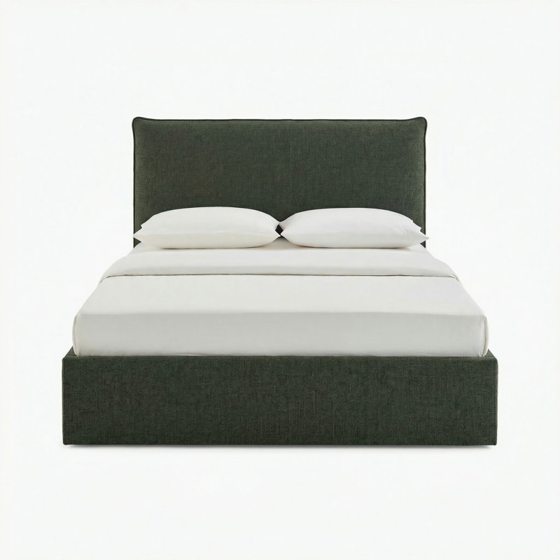 Roselane Upholstered Ottoman Storage Bed, Green Fabric, King