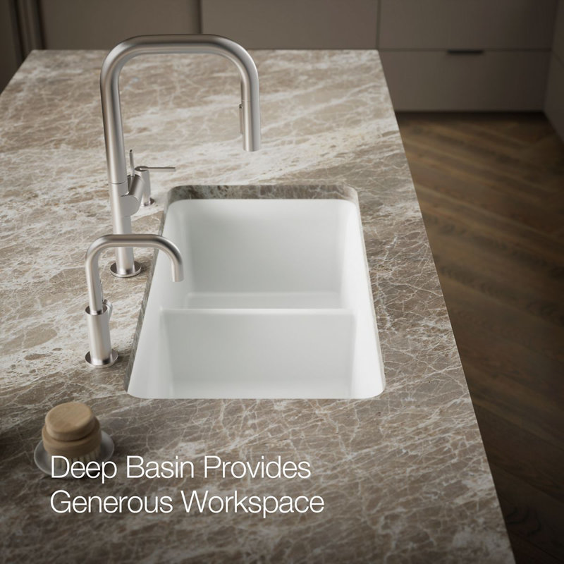 Cairn® 34" L x 18" W Under-Mount Double-Equal Kitchen Sink, Matte White