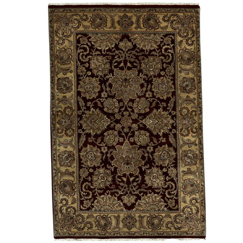 Tapis noir / or / beige noué à la main de haute qualité