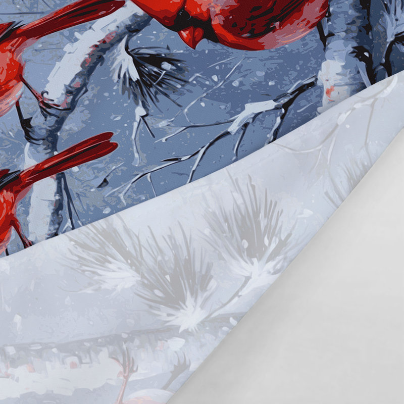 Tapisserie murale de Noël cardinal oiseaux sur des branches couvertes de neige, 51 po x 60 po