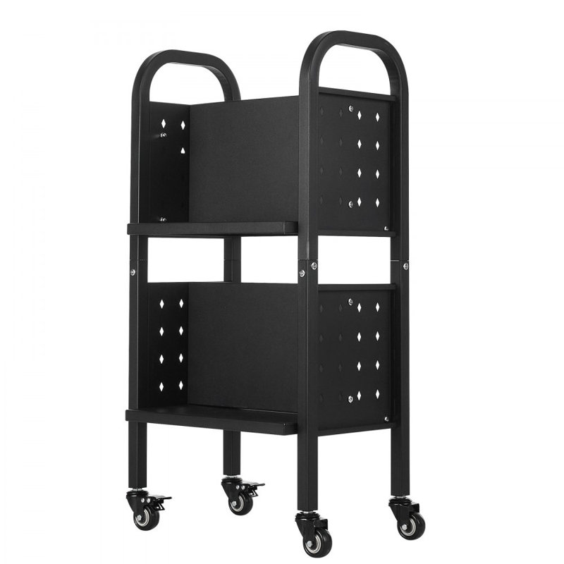 Chariot à livres à 2 niveaux en forme de L