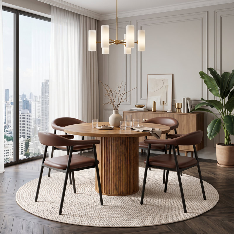 Ensemble de salle à manger moderne de 5 pièces pour 4 personnes, avec rangement dissimulé et chaises rembourrées modernes, pour cuisines et appartements.